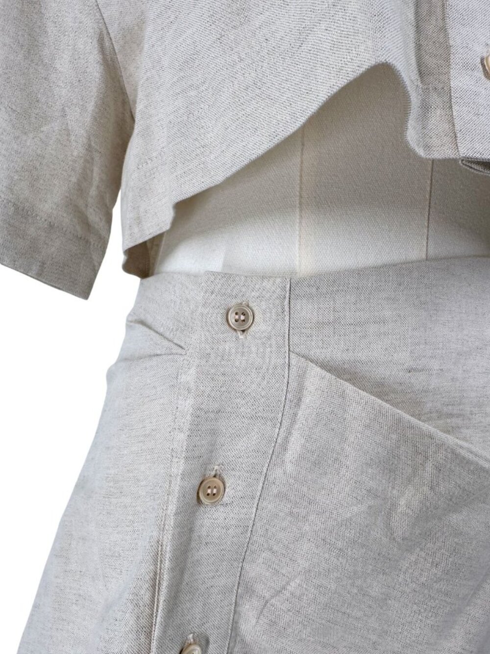 Jacquemus La Robe Arles Mini Dress Beige Cotton Linen FR 38 - Picture 13 of 13